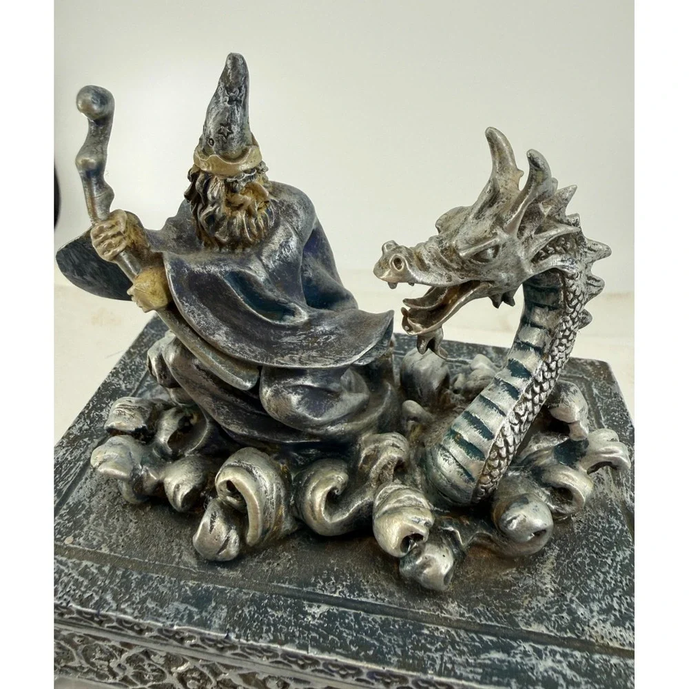 Vintage Vandor the Wizard Keepsake Box Pewter Color 4 1/2 X 6 X 4 Inches